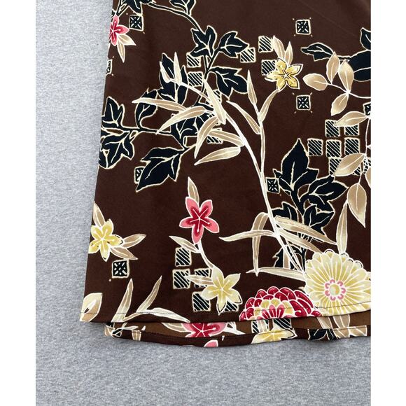 Vintage Kathie Lee Floral Maxi Skirt 14 Brown Pink Fairycore Hippie Grunge 90s - Picture 11 of 13